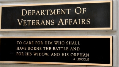 Plaque at the entrance to the Department of Veterans Affairs
