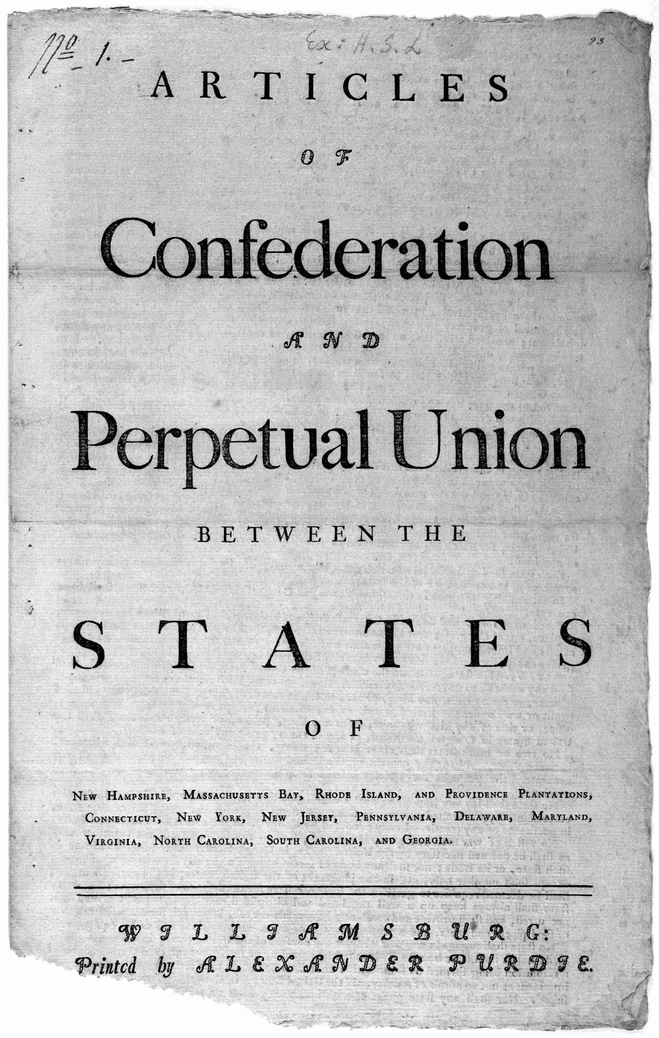 1781-1788 - Articles of Confederation Kept Citizenship and Naturalization of Immigrants under Individual States' Control
