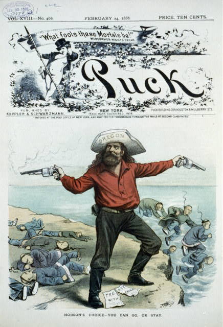 1880s <a name="anti-chinese-riots"></a> - Anti-Chinese Riots Spread over the Northwestern States; Oregon's Constitution Prevents Chinese from Owning Land